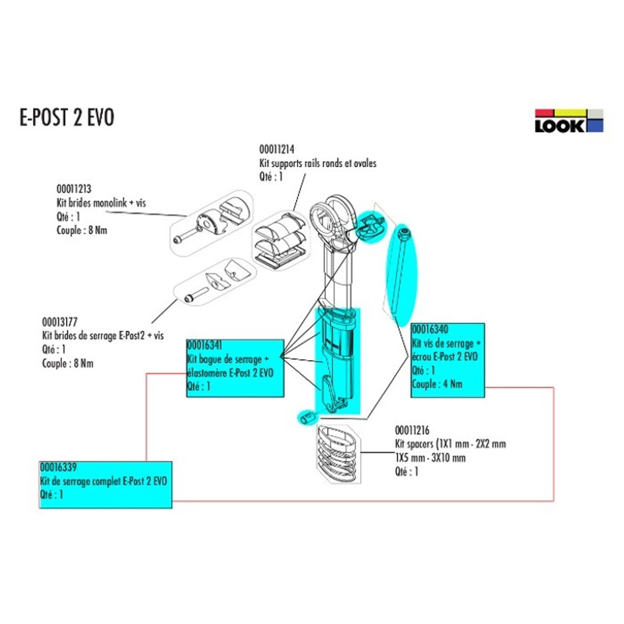 Look E-Post 2 EVO Elastomer & Bolt Kit Complete 2 Look E-Post 2 EVO Elastomer & Bolt Kit Complete - Image 2