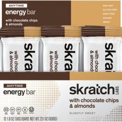Skratch Labs Anytime Energy Bar 12 Pack -Glory Cycles Store Online almond chocolate chip skratch 27543.1606367098